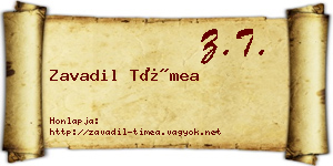 Zavadil Tímea névjegykártya